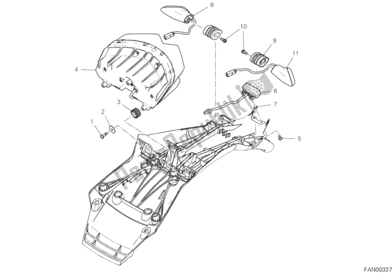 All parts for the Taillight of the Ducati Multistrada 1260 ABS 2018